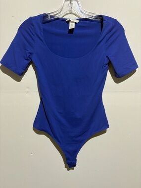H&M Royal Blue Scoop Neck Bodysuit Size XS